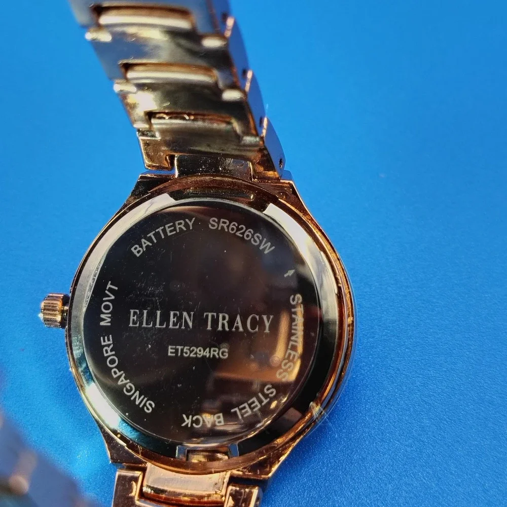 2017 Ellen Tracy NY Genuine Diamond Rose‎ Gold 32mm Women's Quartz Luxury Watch